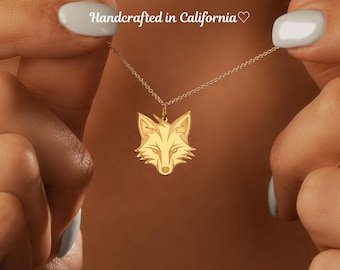 Dainty Sterling Silver Fox Pendant Necklace - 18K Gold Plated