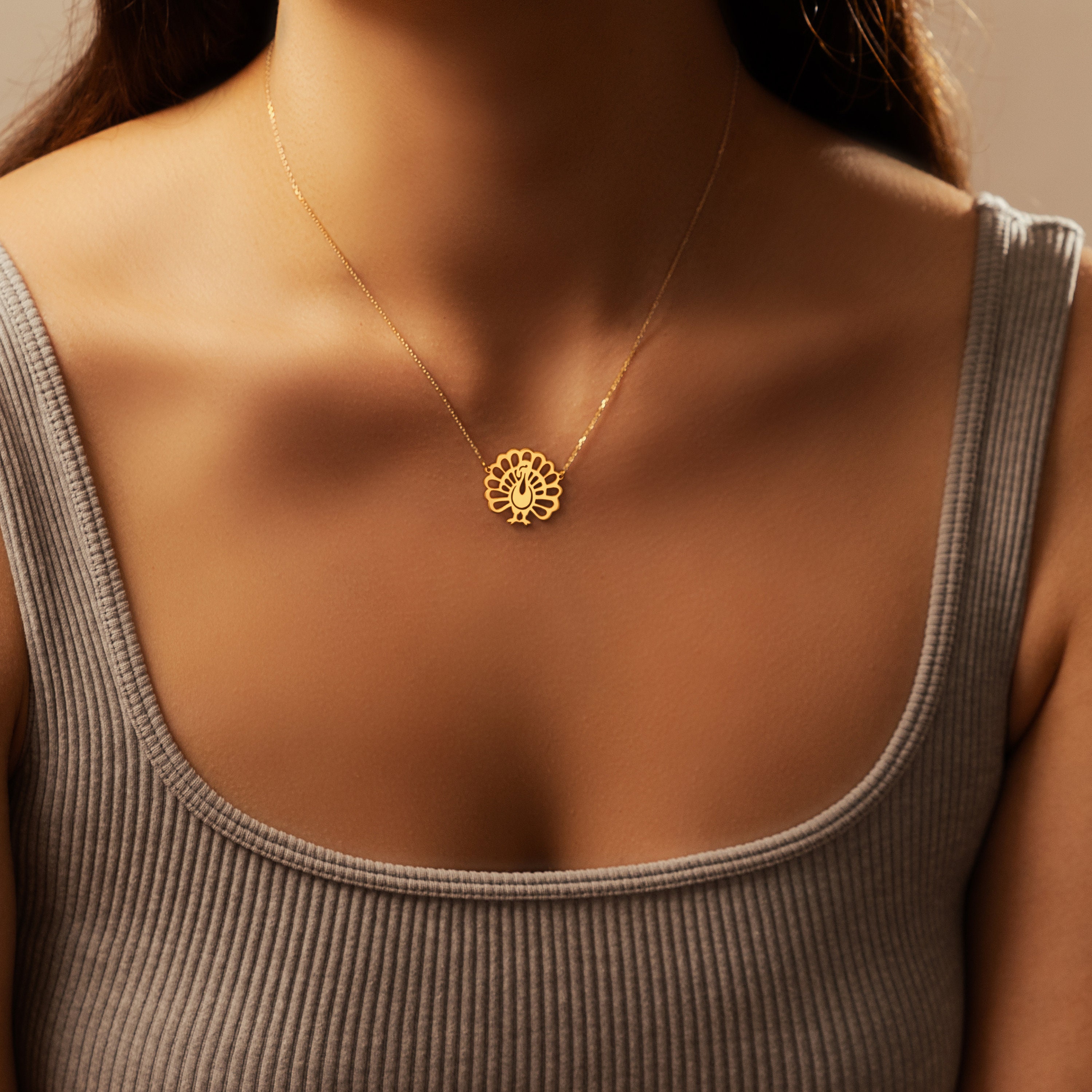 18Kゴールドメッキターキーペンダントネックレス：スターリング