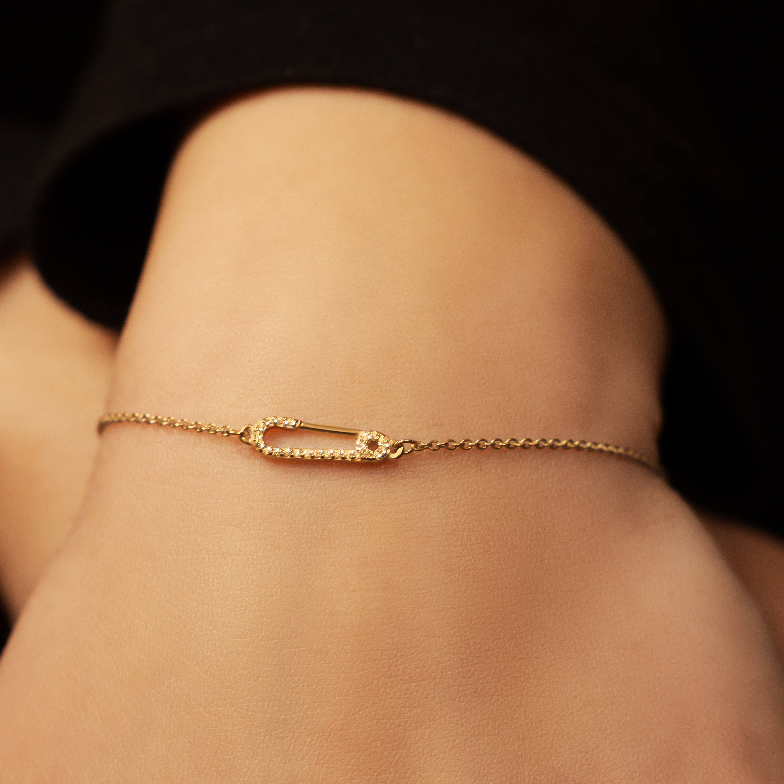 925 Sterling Silver Pin Adjustable Bracelet | 18K Gold