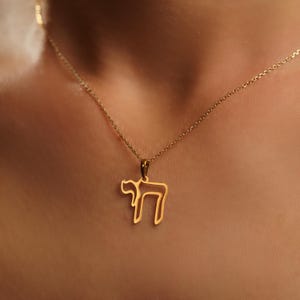Sterling Silver Chai Pendant: 18K Gold Plated Jewish Necklace