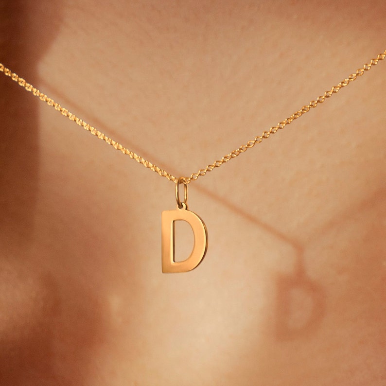 925 Sterling Silver Rhodium Plated Mini Initial Necklace Pendant Personalized Name Necklace 18K Gold Filled Letter Dainty Gift For Her Gold