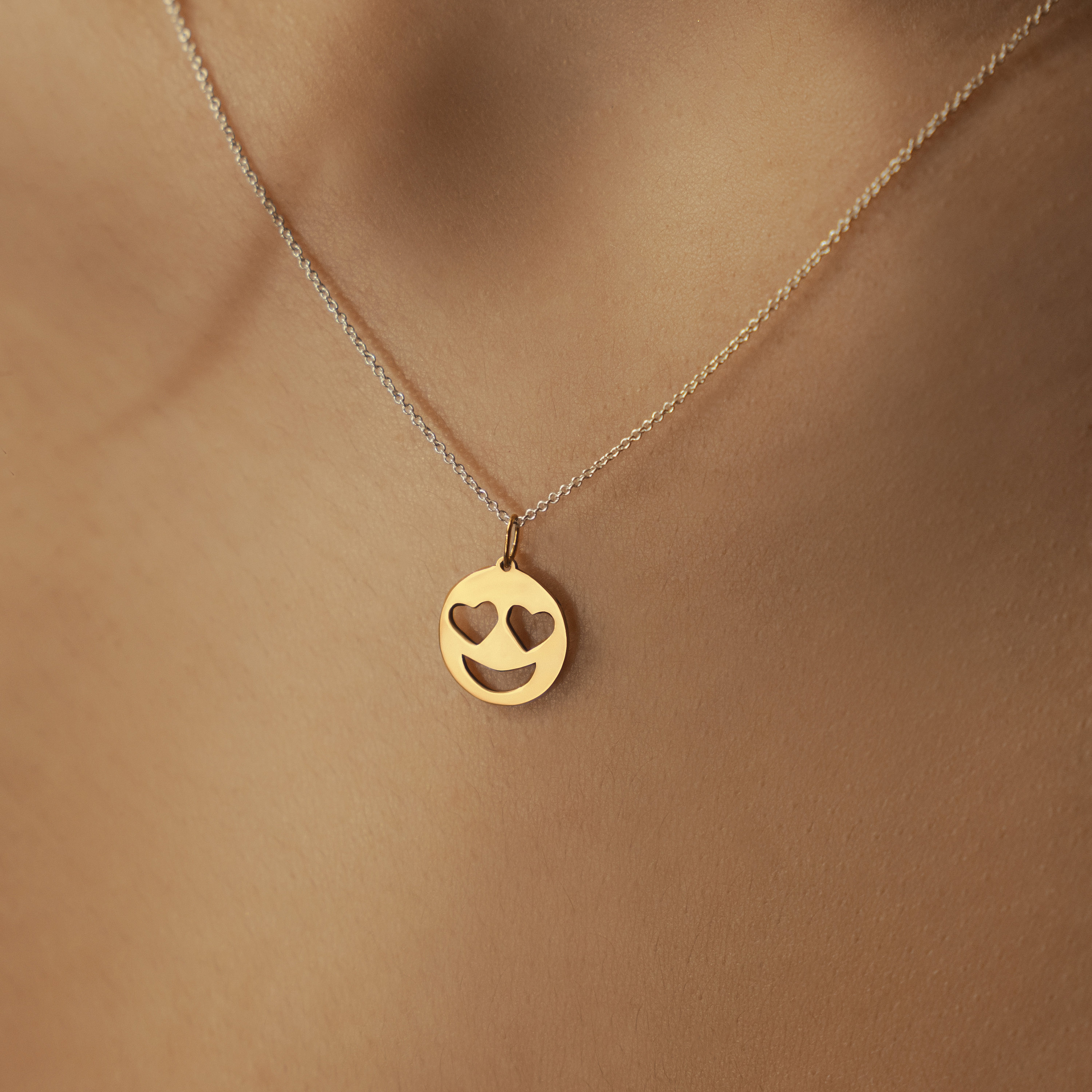 Sterling Silver Mini Pendant Love Heart Smiley Face | Dainty