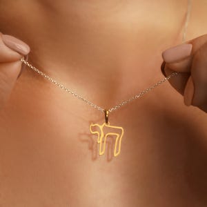 Sterling Silver Chai Pendant: 18K Gold Plated Jewish Symbol Charm