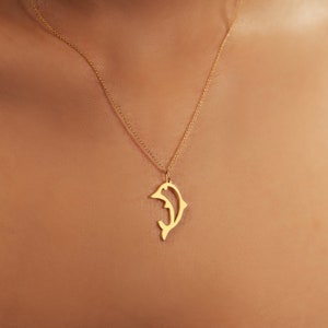 18K Gold Plated Dainty Dolphin Necklace Sterling Silver | Cute Jewelry | Ocean Necklace | Dolphin Lover Gifts | Nautical Necklace