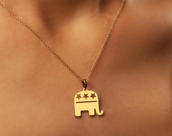 Colar de elefante em ouro vermeil: joia de prata esterlina com animais