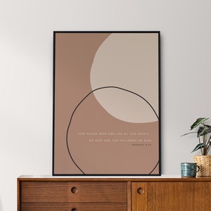 Romans 8:14 Printed Poster - Modern Christian Art, Bible Verse Wall Art, Boho Christian Art, Modern Scripture Decor, Bible Verse Art