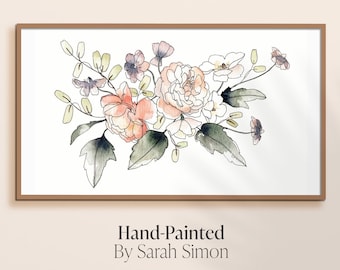 Garden Botanical Art Print | Watercolor Painting By Sarah Simon | Canvas Wall Art, Girls Bedroom Decor, Plant Lover Gift, Watercolor Flowers