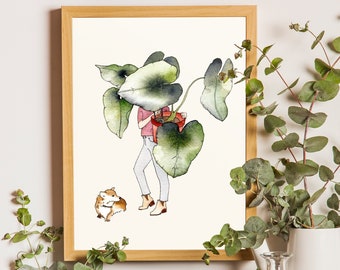 Plant Lady | Monstera Watercolor Art Print By Sarah Simon | Monstera Plant Art, Plant Lover Gift, Plant Mom Art, Plant Print, Houseplant Art