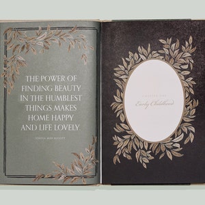 The beautiful interior of the grandmothers journal with space for pictures and photo album.  This is why it is one of the best books for grandparents.  It can be given to children or grandchildren once it is filled in with grandmas life story.