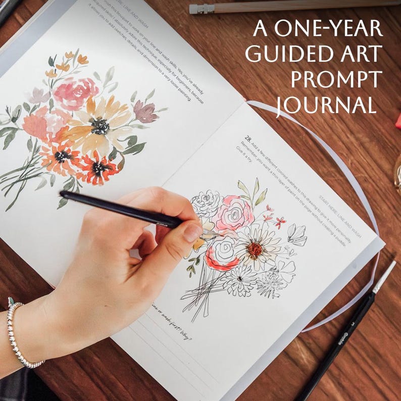 Inside view of The Daily Play showing a person painting a bouquet of flowers with instructions written at the top.