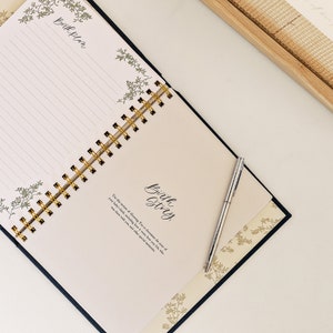 Special Features:
Chic, gender-neutral design. Elegant linen cover. Acid-free and archival paper. Generous trim size offers ample space for photos. Lay-flat design created by a beautiful gold spiral binding allows you to easily write in the book