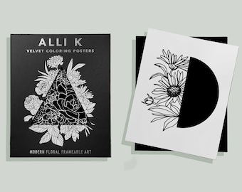 Velvet Coloring Posters: Modern Floral Frameable Wall Art