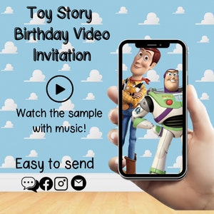 Toy Story video-uitnodiging, Toy Story verjaardagsfeestje video, digitale uitnodiging voor feest, Toy Story geanimeerde uitnodiging