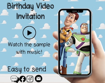 Invitación en video de Toy Story, video de fiesta de cumpleaños de Toy Story, invitación digital para fiesta, invitación animada de Toy Story
