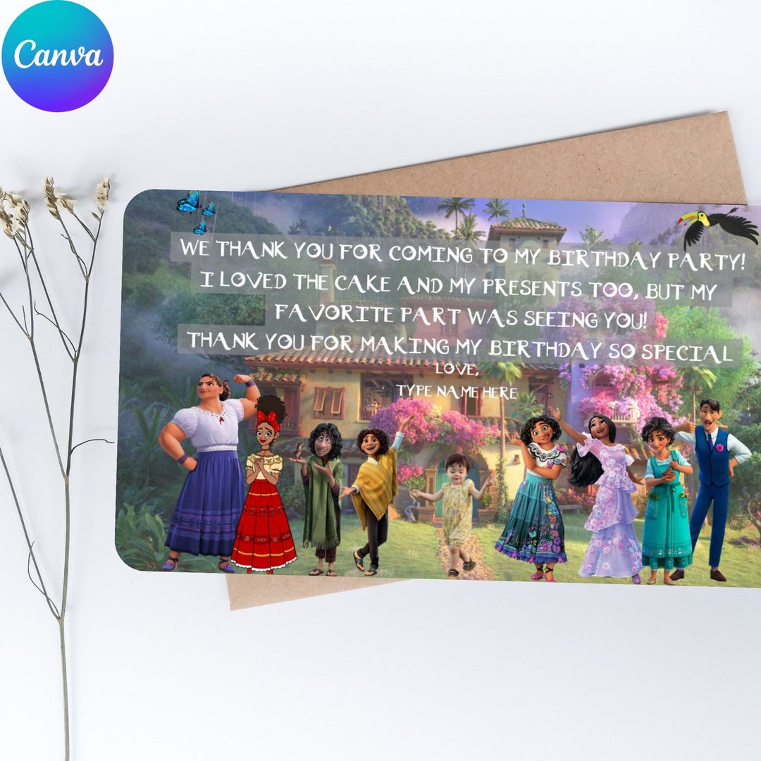 Editable Encanto Thank You Card Thank You Tag Digital Etsy