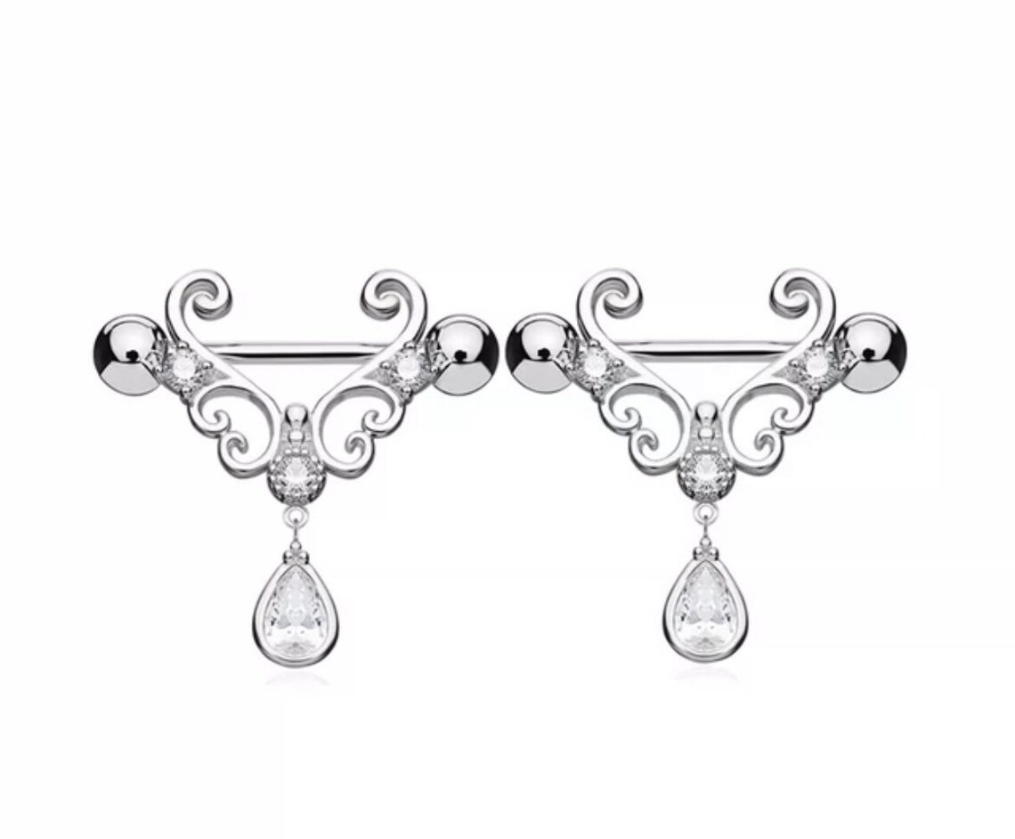 Heart Barbell Nipple Rings, Piercing Helix Sexy Nipple Jewelry, High Quality Zircon Nipple Rings