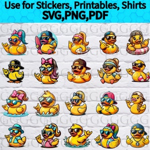 Rubber Duck Hang Loose Digital Files - SVG, PNG, PDF - Printables, Shirts, Cricut, Commercial and Personal Use. Duck Wave Downloadable Files