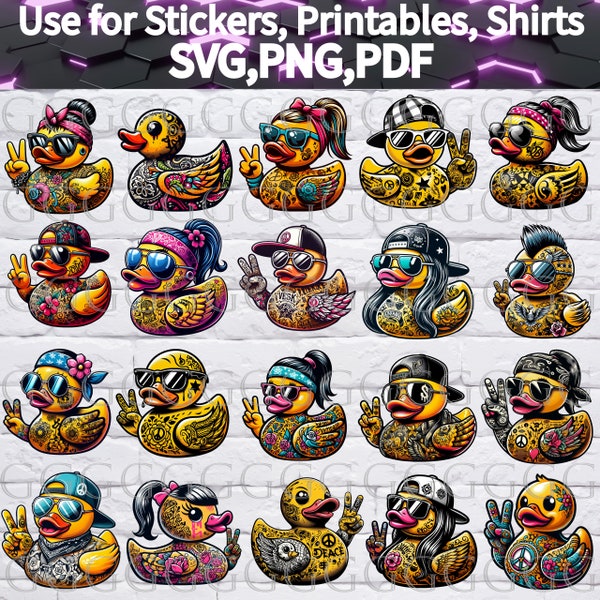 Tattoo Rubber Duck Wave Digital Files - SVG, PNG, PDF - Printables, Shirts, Cricut, Commercial and Personal Use. Duck Wave Download.