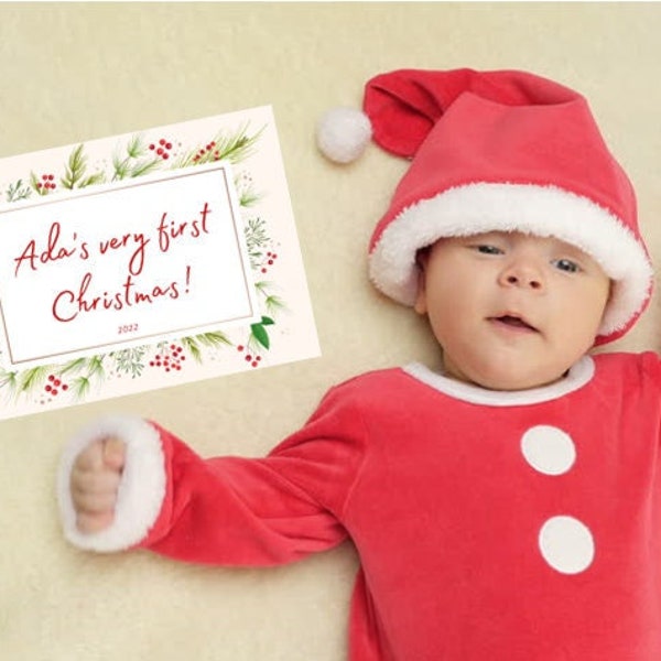 Minimalist Baby's First Christmas Photo Card Digital Download