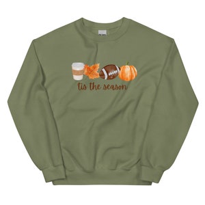 Fall &#39;Tis the Season Adult Shirt; Coffee, Autumn, Football, Pumpkin Cozy Custom Sweatshirt