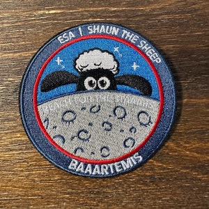 NASA/ESA Shaun the Sheep Moon Mission Patch 3" (iron-on)