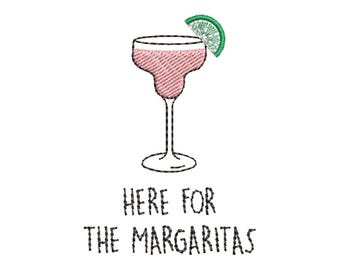 Aquí para el diseño de bordado de margaritas Archivo de bordado a máquina de margaritas Diseño de cóctel de verano