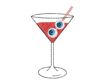 4 Sizes Halloween Embroidery Design Halloween Martini Machine Embroidery File Halloween Drink Halloween Cocktail Embroidery Halloween Eyes