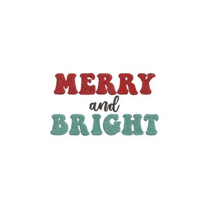 Merry and Bright Christmas Embroidery Design, Machine Embroidery file 4 sizes