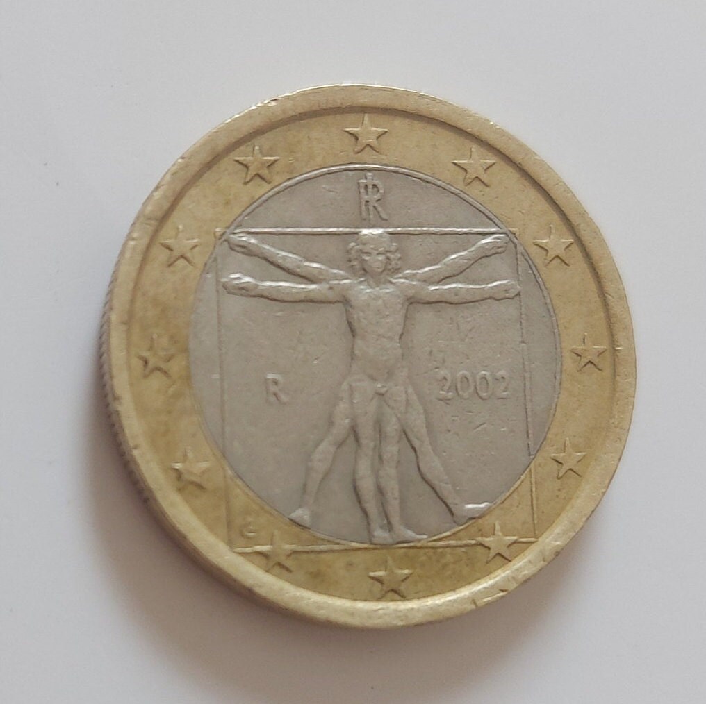 Pièce 1 Euro Italie 2003 - Léonard De Vinci L'Homme De Vitruve - Rare