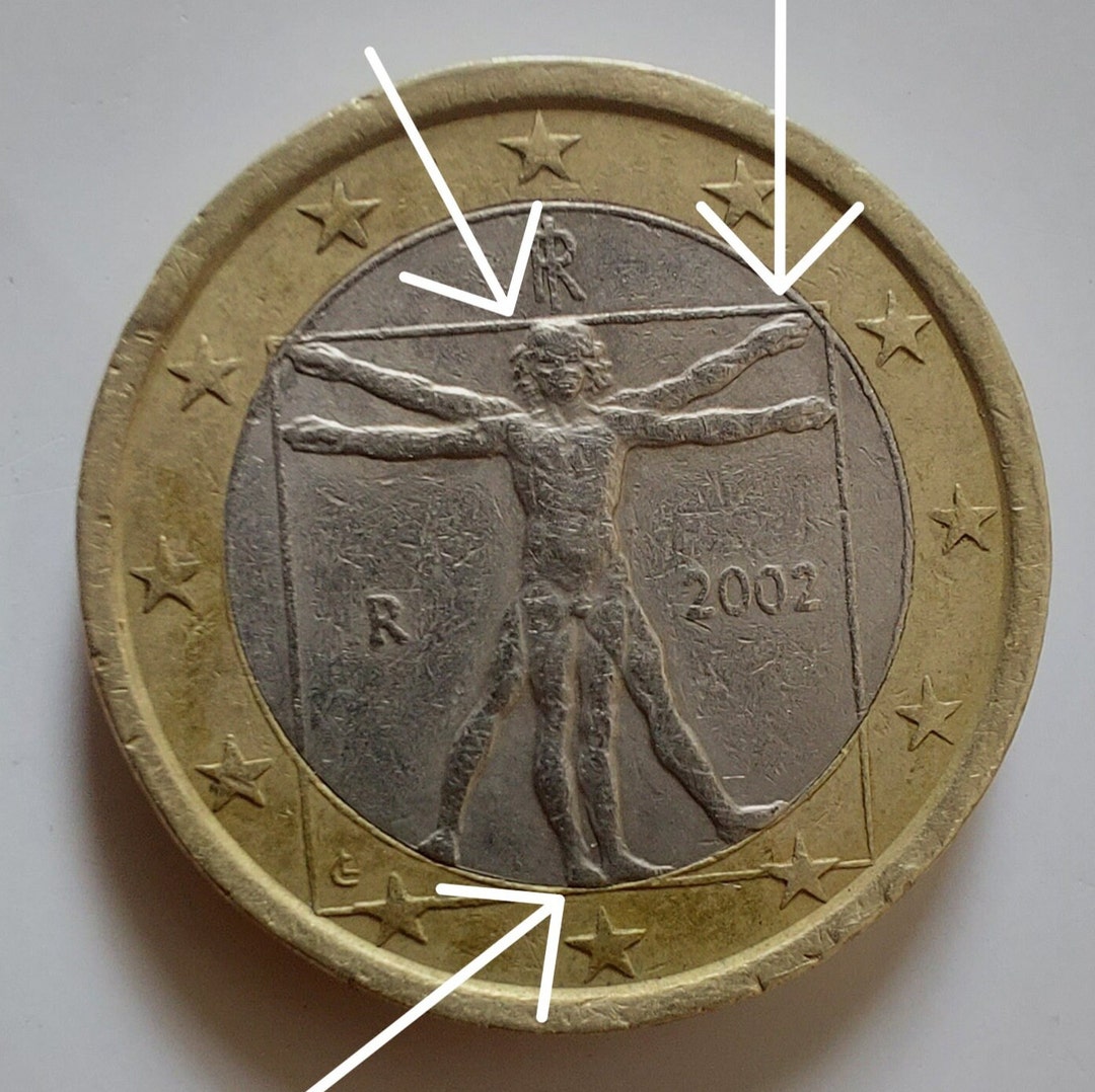 1 Euro Münze Leonardo Da Vinci 2002 Fehlprägung Erkennen Zeldzame Italiaanse 1 euromunt van Leonardo da Vinci 2002 ZEER ZELDZAAM