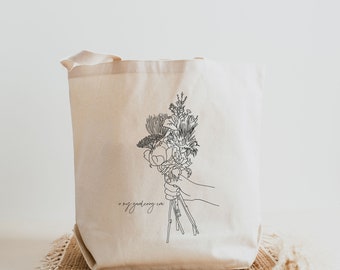 In My Gardening Era Cotton Canvas Tote Bag | Minimalist Tote Bag, Canvas Tote Bag, Farmers Market Bag, Grocery Bag, Reusable Bag