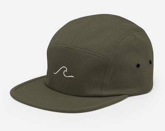 Ocean Wave Five Panel Cap in Olive | Five Panel Hat, Baseball Hat, Green Hat, Surf Hat, Outdoor Hat, Minimalist Hat