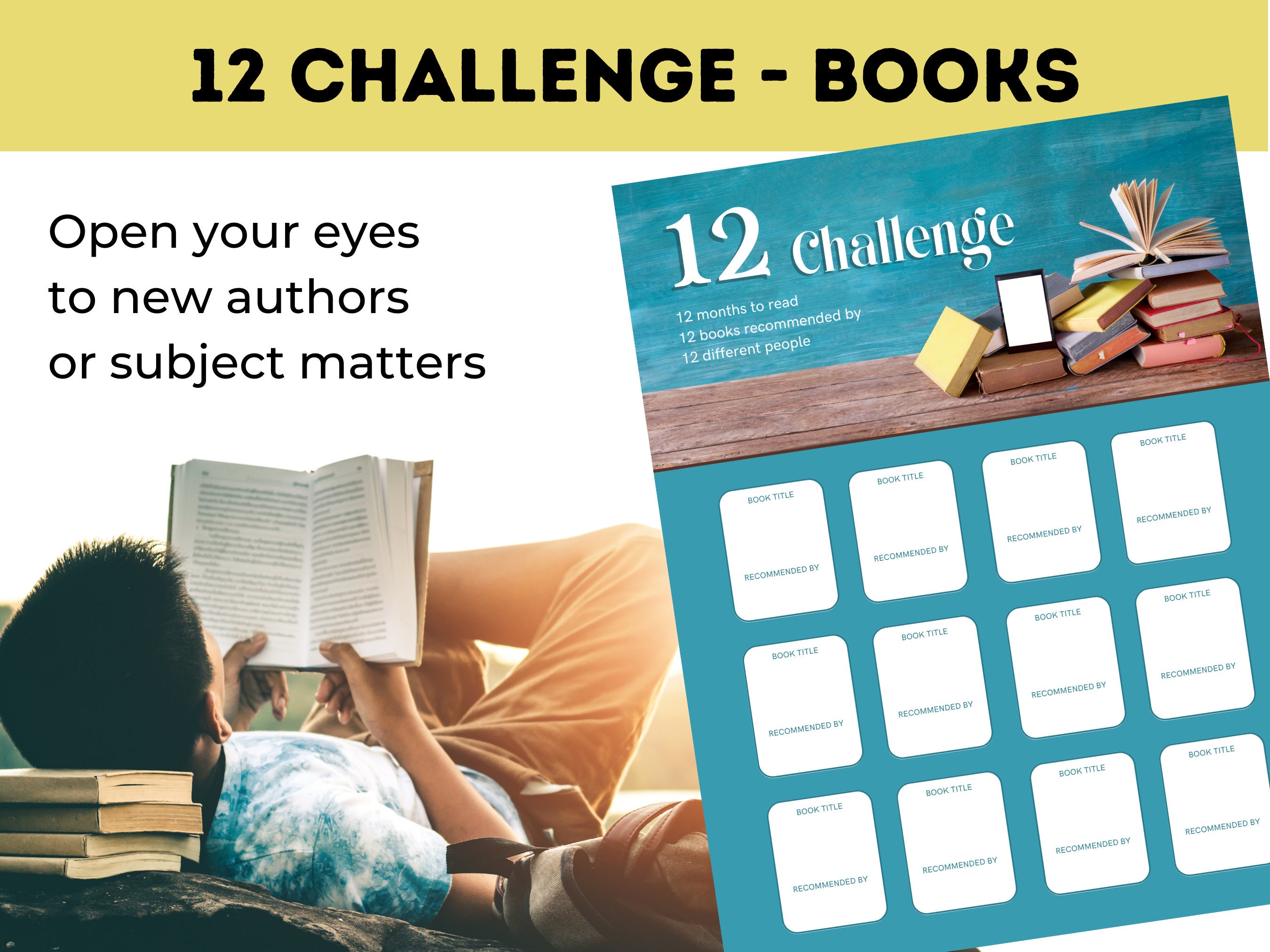 12 Book Challenge Reading Challenge Digital Download Printable Etsy 12 Book Challenge Reading Challenge Digital Download Printable Etsy