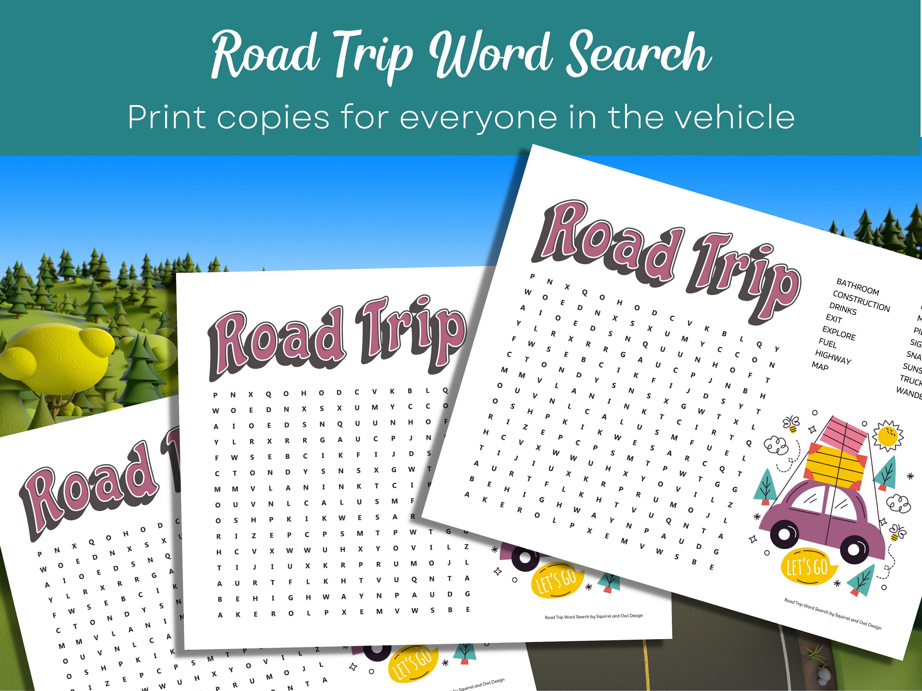 Road Trip Word Search Etsy