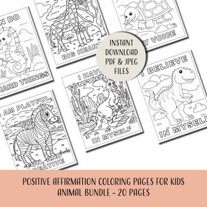 Positive Affirmation Coloring Pages For Kids Printables, 20 Animal Theme Coloring Pages With Affirmations