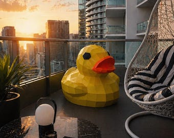 Escultura de pato amarillo - Arte moderno, decoración única para el hogar