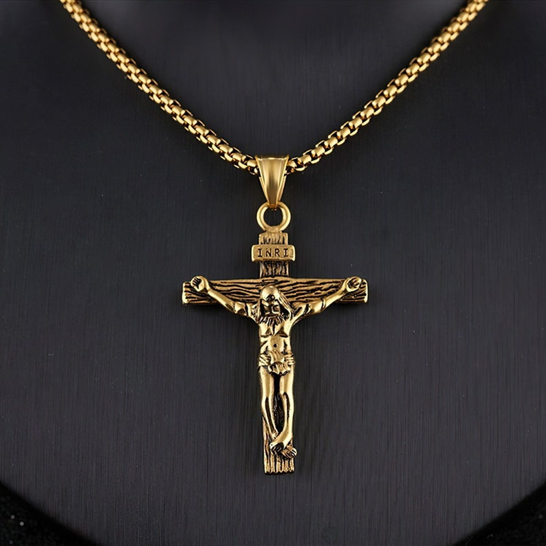 Crucifix Jesus Christ Necklace Cross Necklace Chain Jesus - Etsy