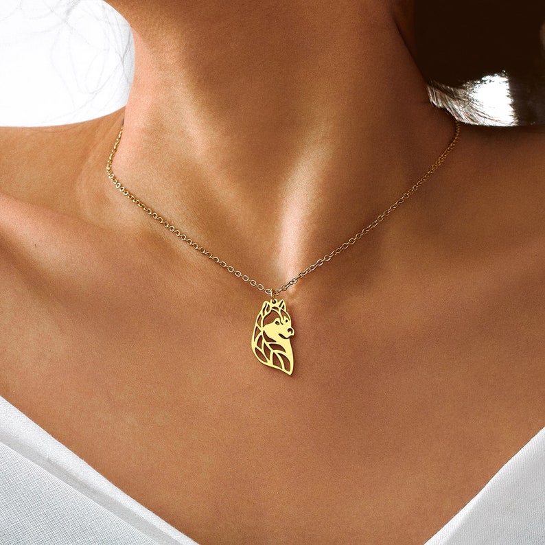Cute Dog Necklace Husky Pendant Minimalist Necklace Silver Etsy