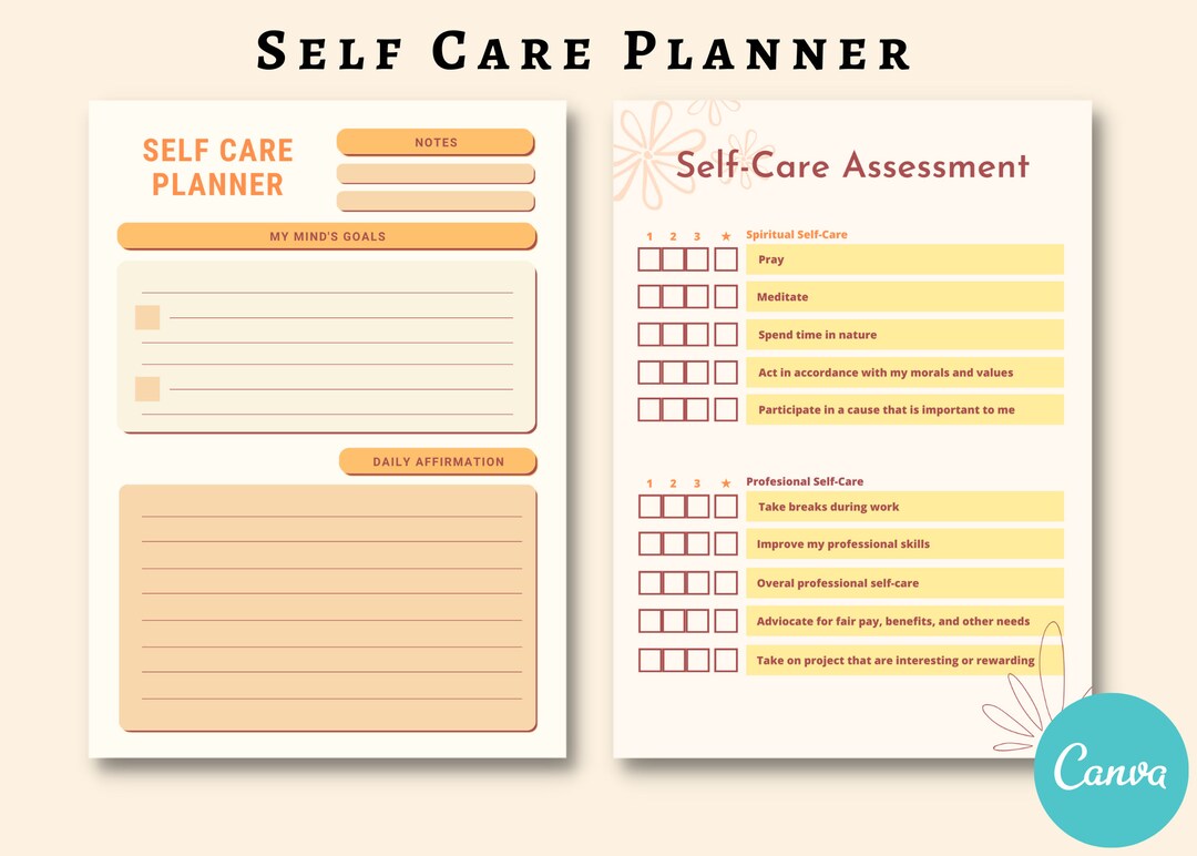 Planner Template INSTANT DOWNLOAD Canva Planner Self Care - Etsy