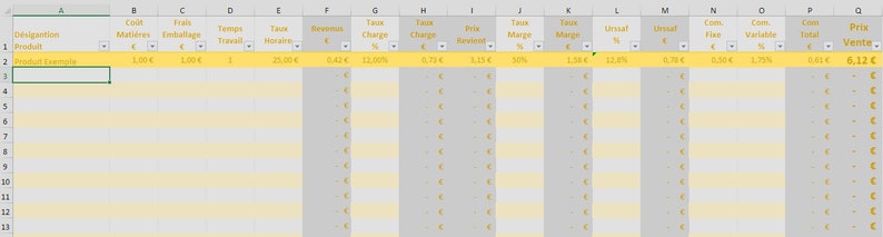 Feuille de Calcul Excel/OpenCalc pour la Tarification de Vos Créations Pâquerette image 2