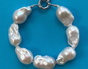 Chunky Baroque Pearl Bracelet • Statement Jewelry • Simple but Nice