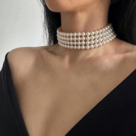 Vintage Chic Multi Layer Pearl Necklace, Timeless Pearl