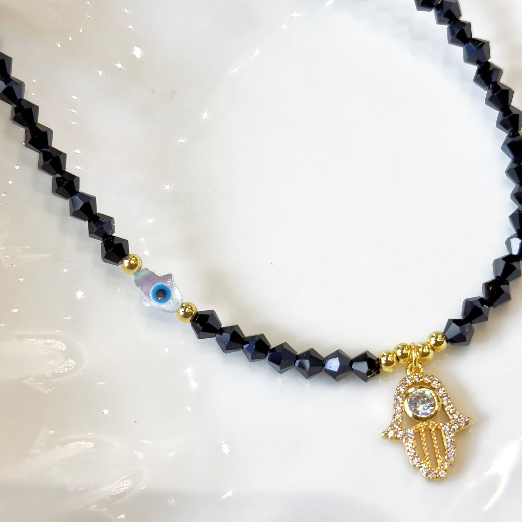 Buy Fatima Hand Necklace, Tiny Hamsa Necklace, Dainty Beaded Necklace, Good  Luck Charm, Stacking Necklace, Everyday Necklace, Protection Jewelry Online  in India - Etsy, image size:2000x2000