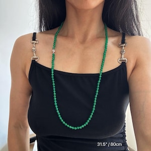 Multi Way Green Agate Necklace, Gorgeous Green Gemstone Necklace, Green Stone Bead Necklace, Boho Multi Layer Necklace, Women Long Necklace