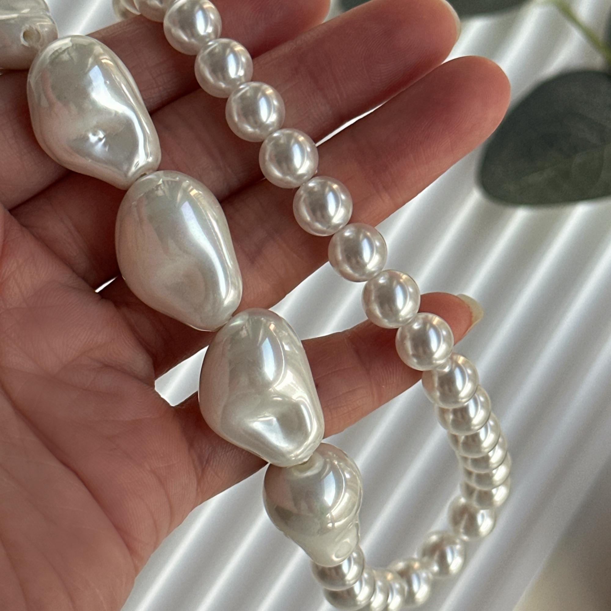 Baroque Pearl Statement Necklace, Timeless Big Pearl