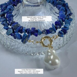 thumbnail image 2 of Natural 8mm South Sea Purple Shell Pearl Necklace - 17-19mm Baroque Pendant - 20" Choker 2 of 3