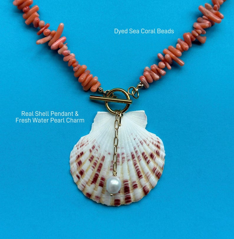 Natural Pink Shell Pendant Necklace • Summer Boho Seashell Choker With ...