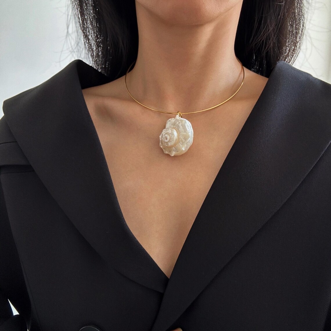 Real Shell Collar Necklace • Minimalist Seashell Pendant Necklace ...
