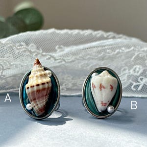 Real Seashell Statement Ring, Chunky Natural Shell Ring, Beach Vibes ...