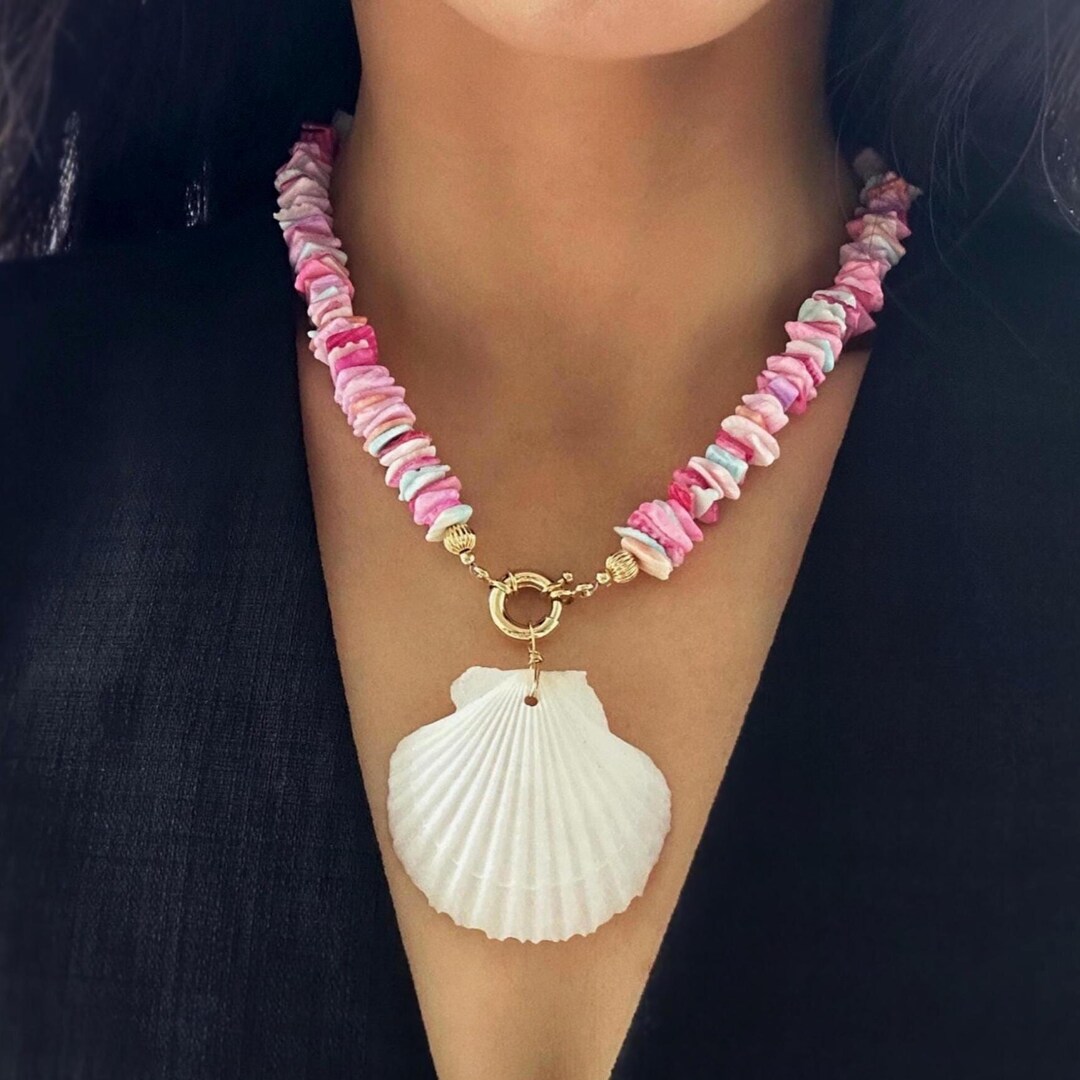 Summer Colorful Seashell Necklace • Natural Shell Choker • Unique Ocean ...